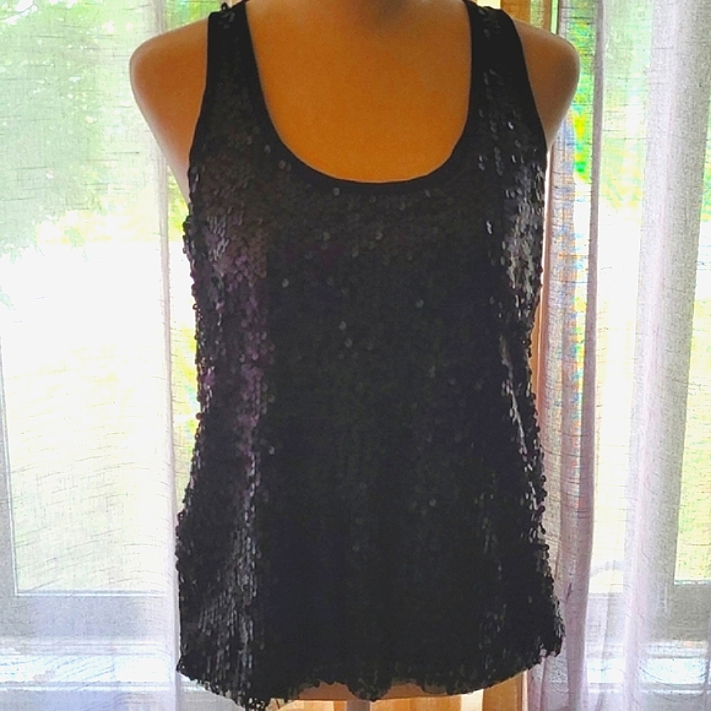 KIRRA SLEEVELESS BLACK DRESSY BLOUSE WITH SEQUINS